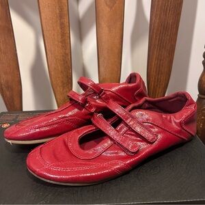 Zara Faux Leather Red Mary Jane Style Flats Size 37 / 6.5